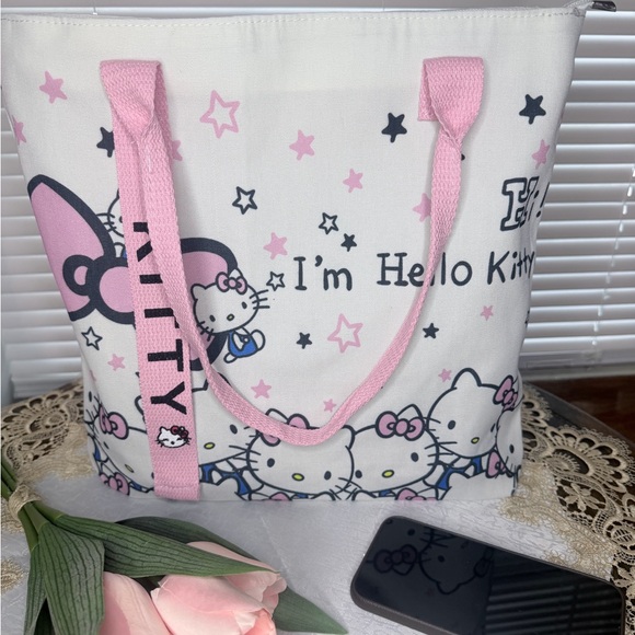 Hello Kitty Handbags - Hello Kitty Starry Pink and White Tote